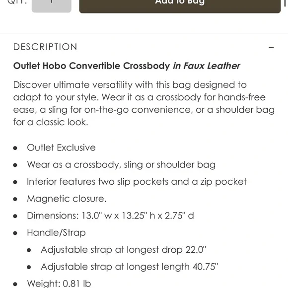 Vera Bradley Brown Crossbody or Shoulder Bag with Premium Leather - Picture 2 of 2